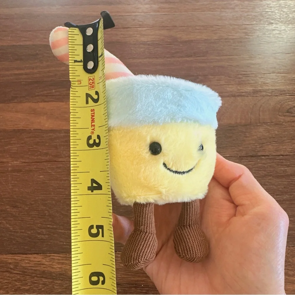Cute Lemonade Plush Keychain Kawaii Fruit Charm Soft Mini Plush Bag Accessory